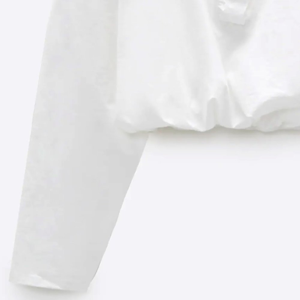 NEW Zara White Ruffled Collar Blouse Shirt Top M - Picture 7 of 8